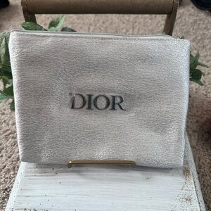 Dior GWP Textured Silver Cosmetic Bag
